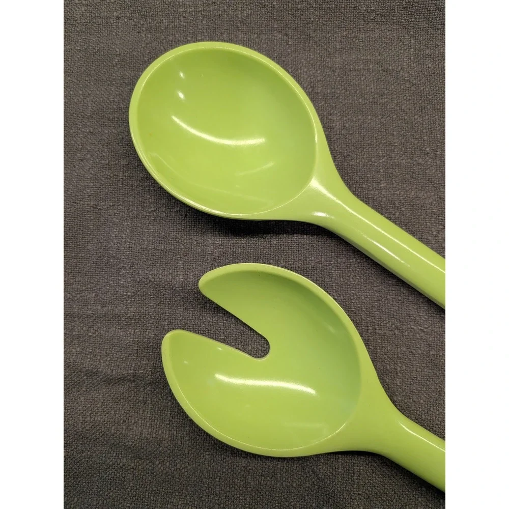 Lime Green Melamine Salad Servers Set Serving Spoon and Fork Heat Resistant